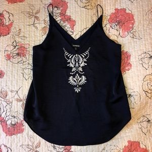 EXPRESS Navy Embroidered Downtown Cami SMALL
